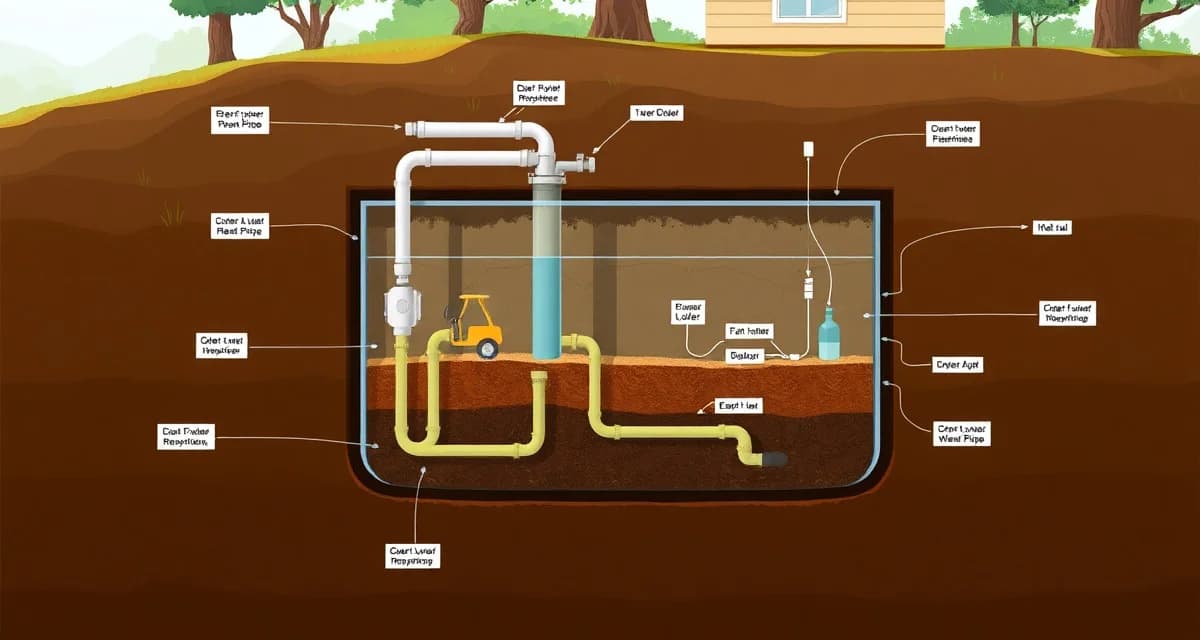 Septic system maintenance timeline illustration Septic tank pumping schedule diagram showing maintenance intervals for residential systems based on tank size and household occupants.