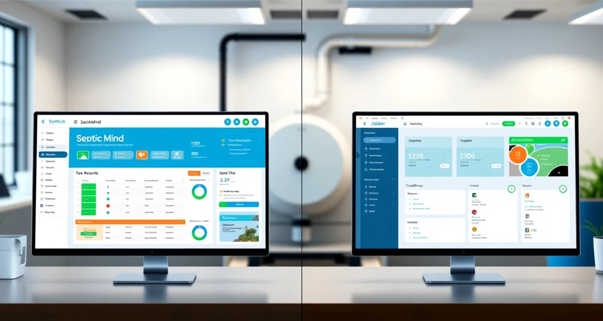 Field service software comparison for septic contractors SepticMind vs Jobber septic management software comparison showing feature differences for septic companies.