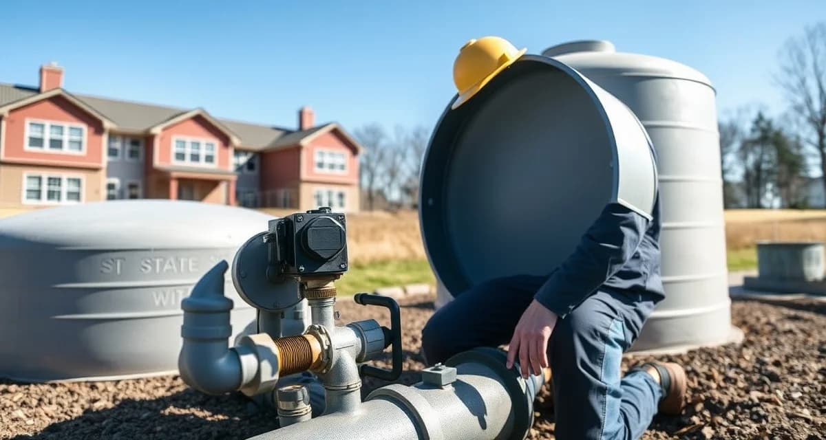 Professional septic tank inspection for state park facilities Septic system inspection at state park facility showing technician performing seasonal maintenance compliance check