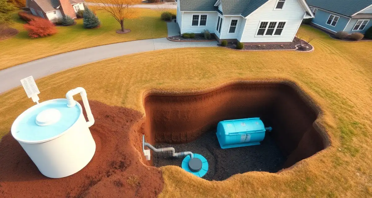 Septic System Pumping Standards for Suffolk County NY Suffolk County septic system pumping and maintenance diagram showing underground tank installation and drainage field requirements for Long Island homes.