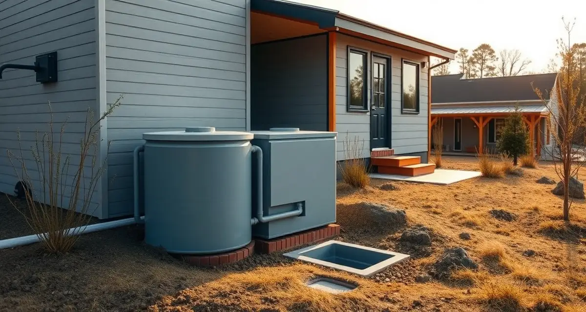 Septic tank sizing and placement for tiny home properties Septic system installation diagram showing tank placement and components for tiny homes and micro-dwellings