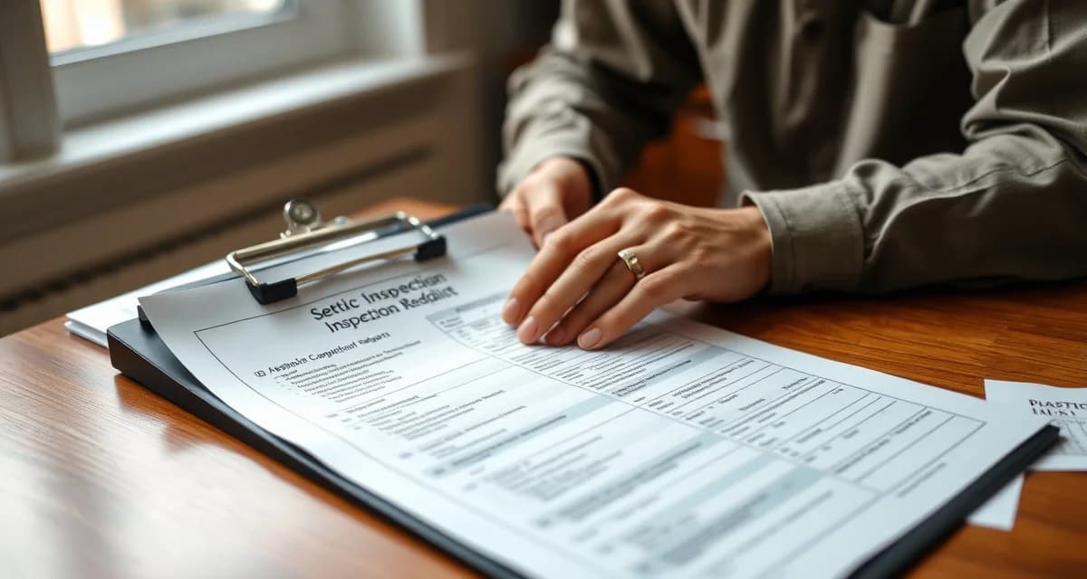 Professional septic inspection documentation for Virginia properties Virginia septic inspection report template showing VDH compliance requirements for real estate transactions and lending documentation