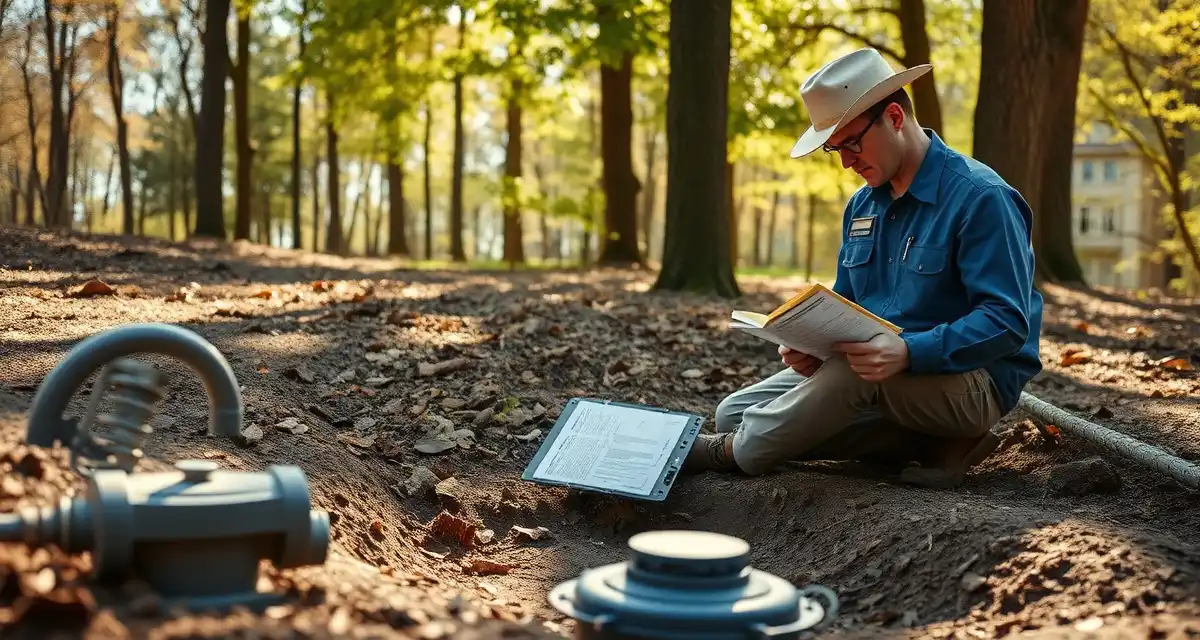Virginia septic system regulatory compliance inspection PE-certified inspector conducting onsite wastewater system evaluation following Virginia DEQ and VDH septic regulations