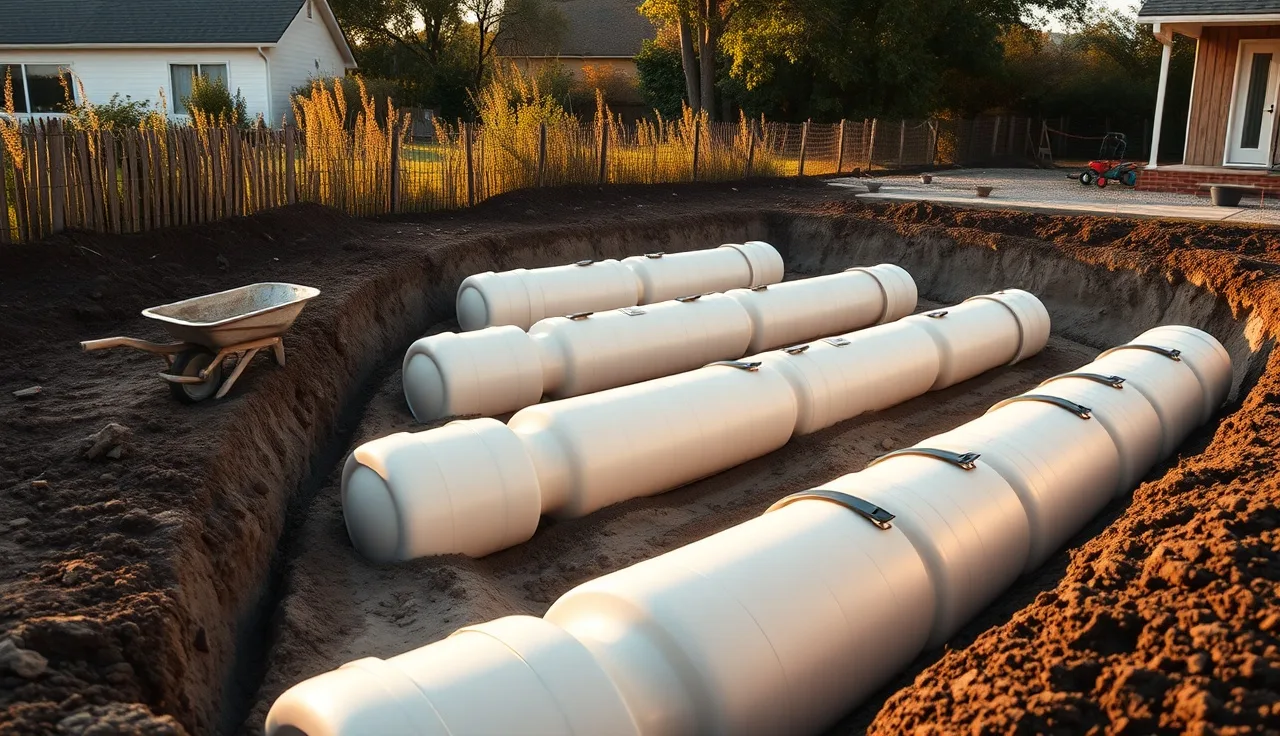 Eljen GSF septic system modules installed in a sandy residential trench